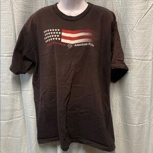Harley-Davidson size XL Men's Black Brown Tee with American Flag Design Colorado